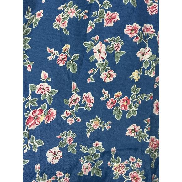 VTG Maxi Skirt Medium Blue Pink Floral Paul Harris Design Side Slit Zipper - Picture 3 of 9